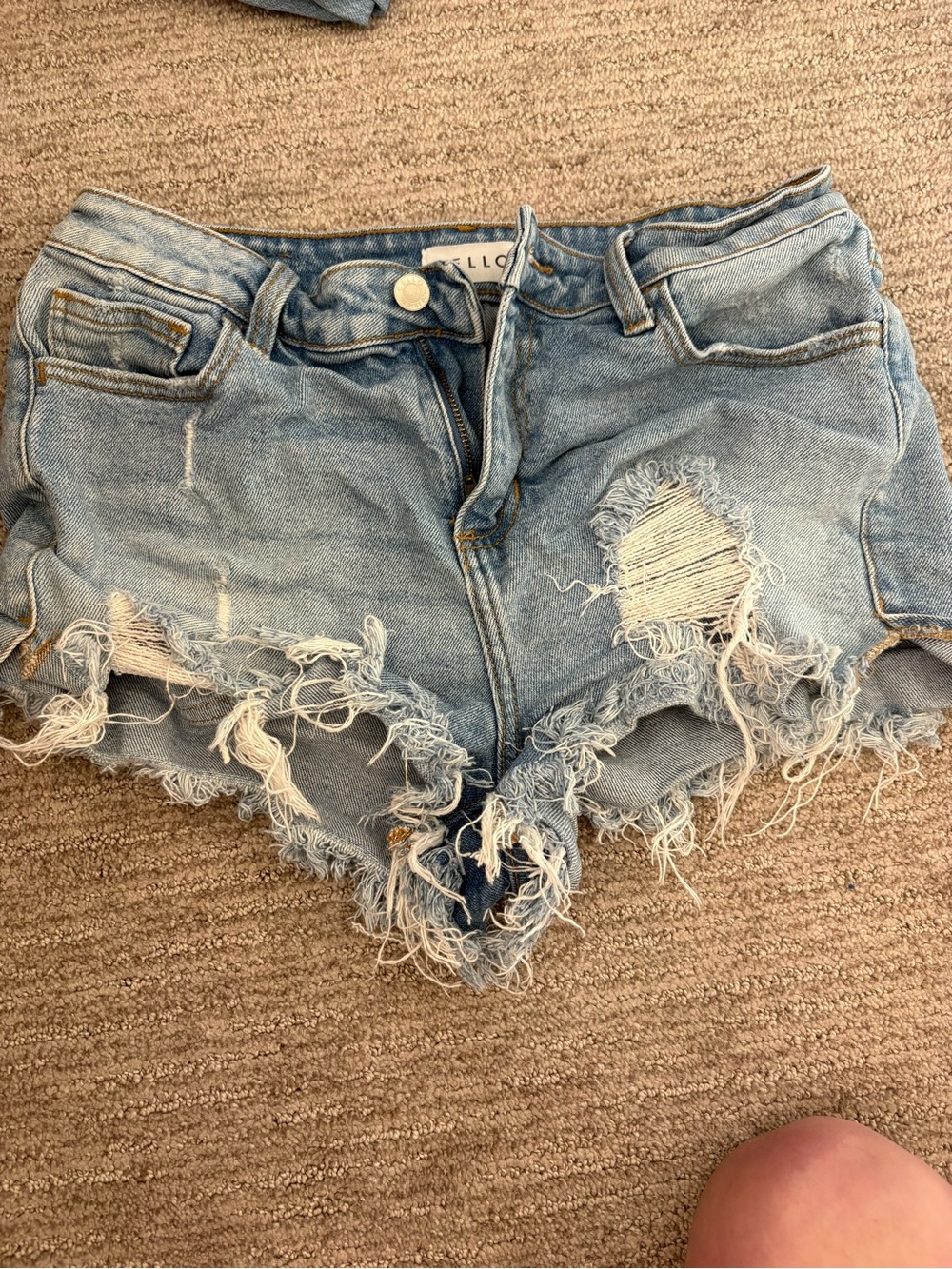 Cello Light Blue Distressed Denim Shorts